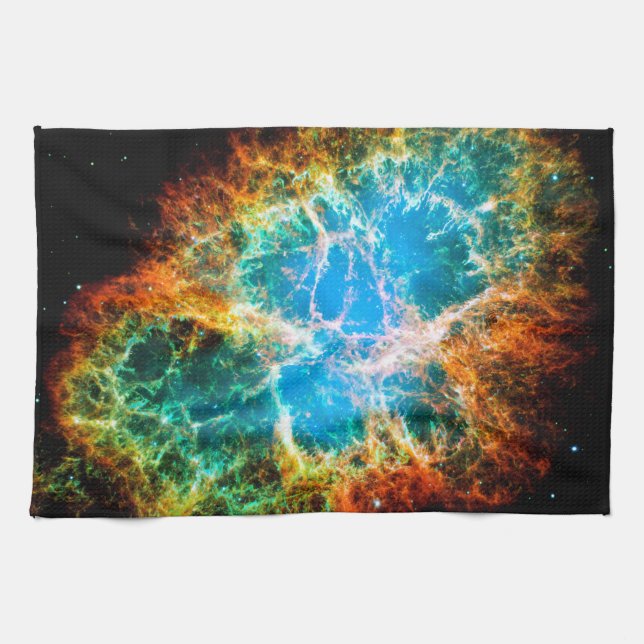 Crab Nebula Supernova Remnant Hubble Space Photo Tea Towel (Horizontal)