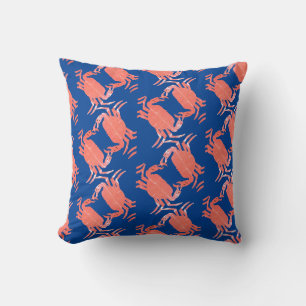 Crab Ocean Beach Sea Creature Blue Cushion