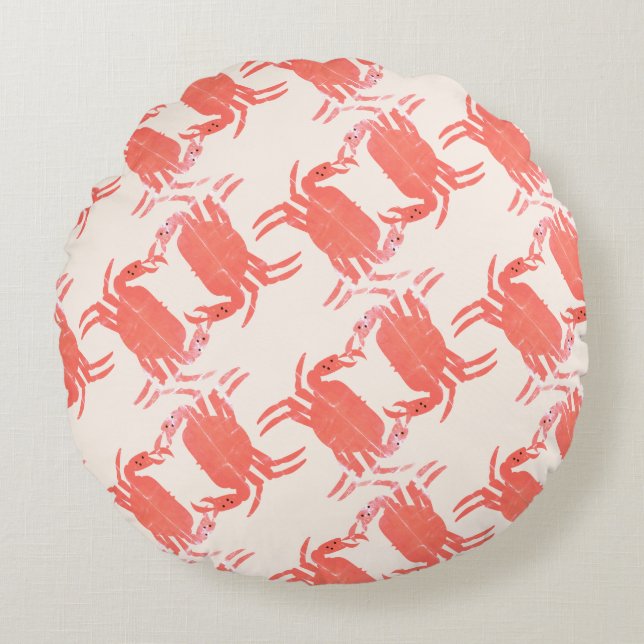 Crab Ocean Beach Sea Creature Pattern     Round Cushion (Front)