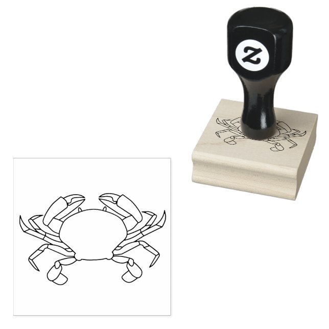 Crab Ocean Beach Sea Nautical Fish Watercolor Rubber Stamp (Stamped)