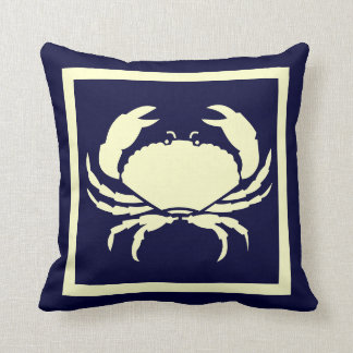CRAB ,off white on navy pillow