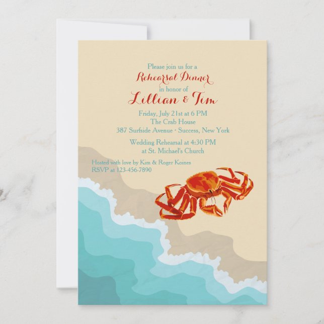Crab on the Shore Invitation (Front)