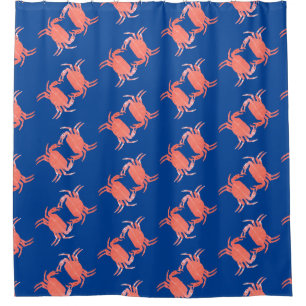 Crab Pattern Blue Shower Curtain