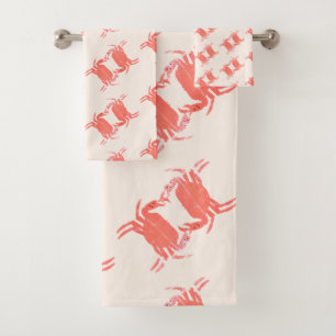 Crab Pattern  Earthy Tone  Bath Towel Set