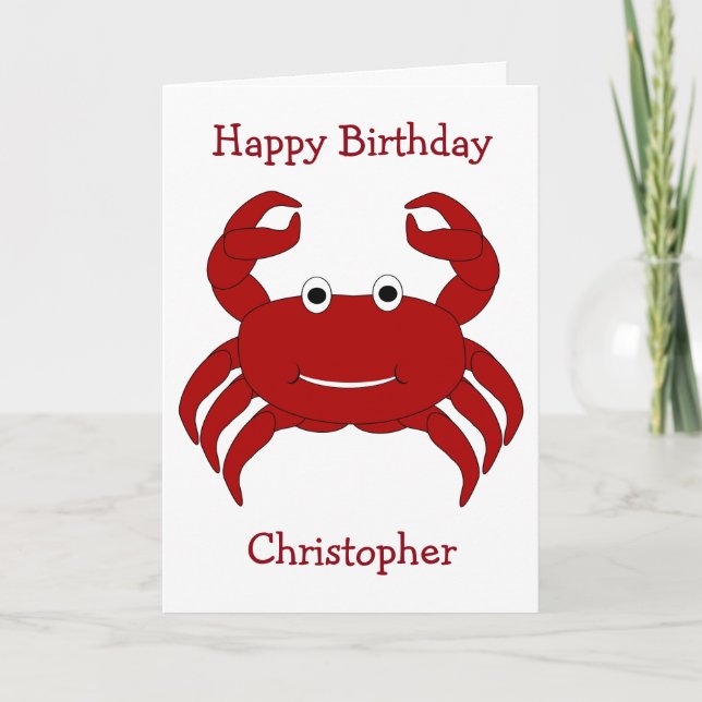 Crab Personalized Birthday Card (Front)