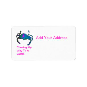 Crab  Pink Ribbon Address Label
