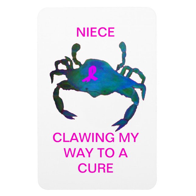 Crab Pink Ribbon Car magnet Breast Cancer (Vertical)