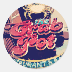 Crab Pot Restaurant Classic Round Sticker