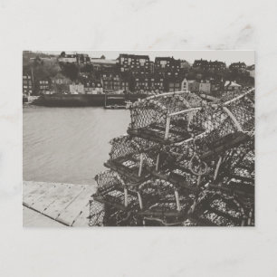 Crab pots, Whitby harbour, North Yorkshire. Postcard