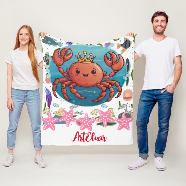 Crab Princess Print  Fleece Blanket (In Situ)