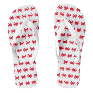 Crab red white sea animals pattern flip flops