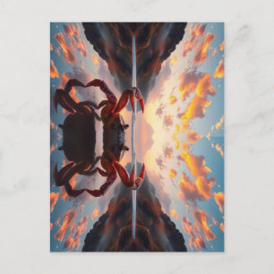 crab reflection art postcard