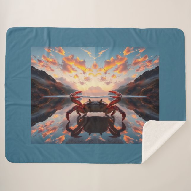 crab reflection art sherpa blanket (Front (Horizontal))