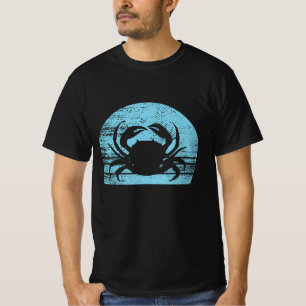Crab Retro Vintage 60s 70s Sunset Blue T-Shirt