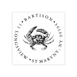 Crab ROUND RETURN ADDRESS Rubber Stamp