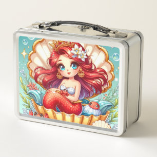 Crab Royalty in Coral Cove Drawstring Wall Clock Metal Lunch Box