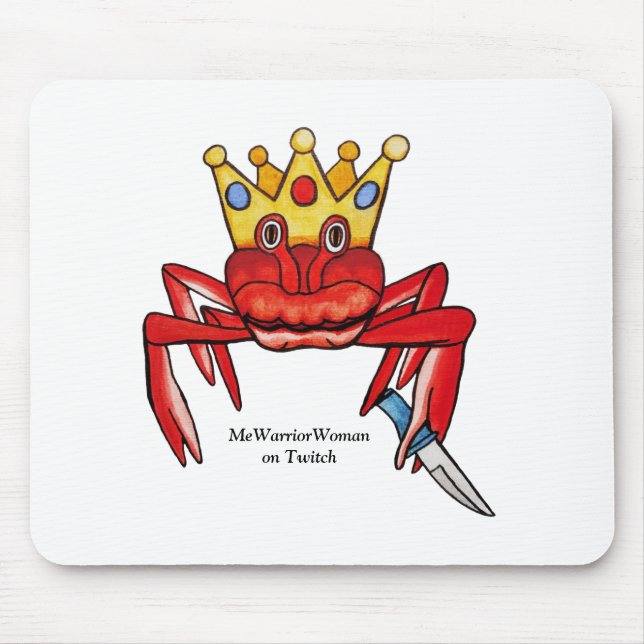 Crab Royalty with knife, MeWarriorWoman on Twitch  Mouse Mat (Front)
