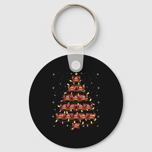 Crab Santa Christmas Tree Lights Ugly Sweater Styl Key Ring (Front)