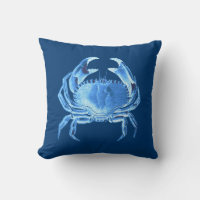 Crab Sea Life Print, Indigo Blue and White