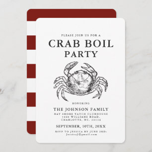 Crab   Seafood Boil Vintage Style Crab Invitations