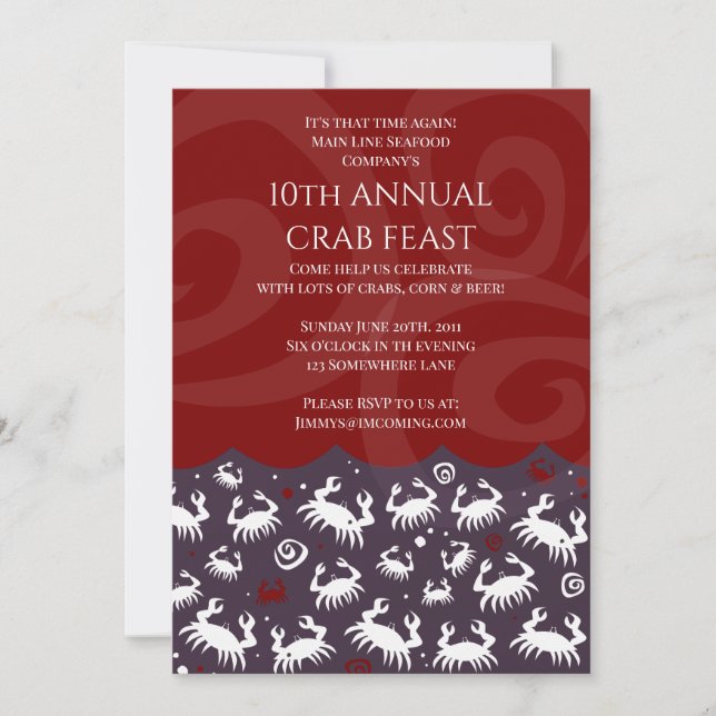 CRAB Seafood FEST FEAST Annual VIP Dinner Party Invitation (Front)