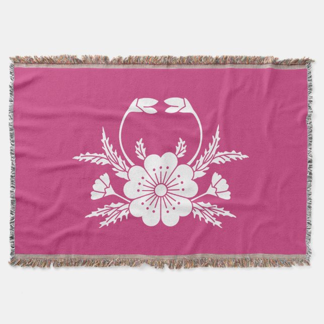 Crab-shaped cherry blossom (EDO) Throw Blanket (Front)