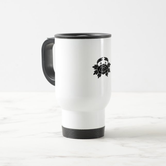 Crab-shaped peony travel mug (Front Left)