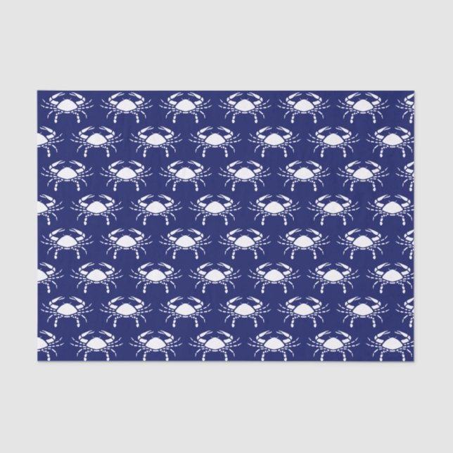 Crab Silhouette #2 Drawing White Blue Tissue Paper (Front)