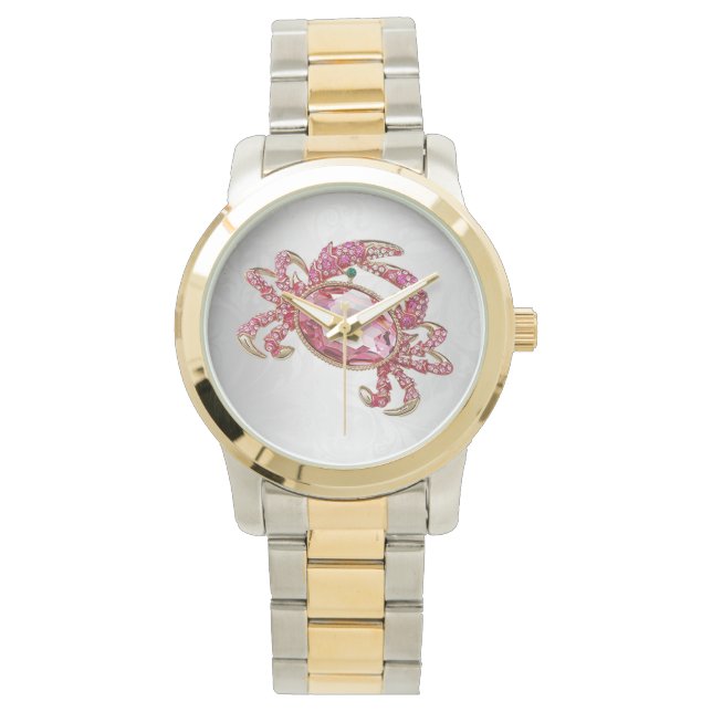 Crab Star Sign Cancer Pink Diamond look glam Watch (Front)