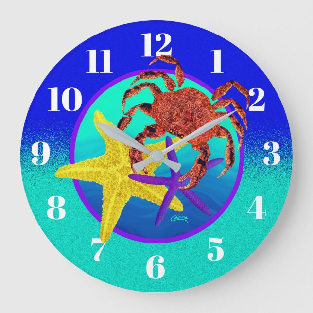 Crab & Starfish - Round Wall Clock (Front)