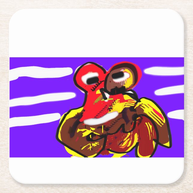 Crab  summer  square paper coaster (Front)