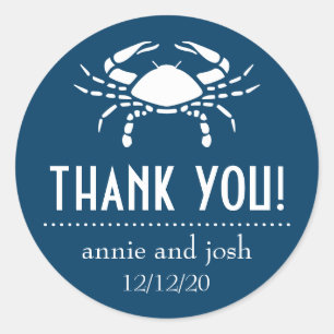 Crab Thank You Labels (Navy Blue)