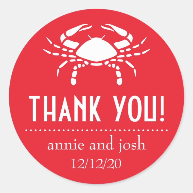 Crab Thank You Labels (Red) (Front)