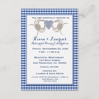 Crab Theme with Blue Gingham Invitation