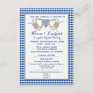 Crab Theme with Blue Gingham Invitation