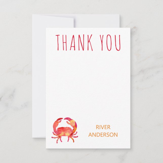 Crab Under The Sea Rainbow Fish Thank You Card (Front)