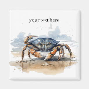 crab walking on the beach, customisable  magnet