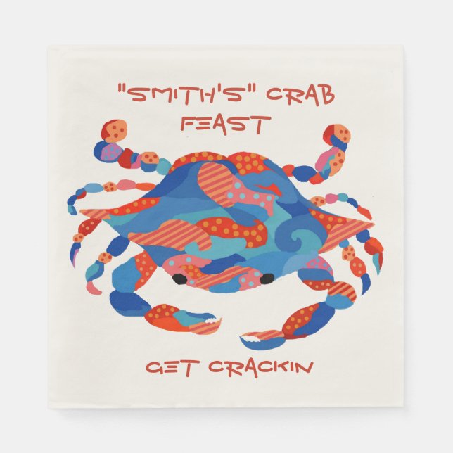 Crab Watercolor  Paper Plates Napkins (Front)