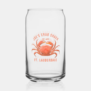Crab Watercolors Illustration Custom Text Can Glass