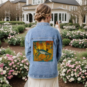Crab waving denim jeans jacket