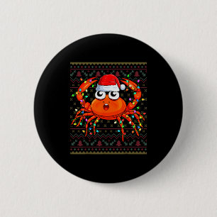 Crab Wearing Xmas Lights Santa Hat Crab Christmas  6 Cm Round Badge
