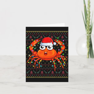 Crab Wearing Xmas Lights Santa Hat Crab Christmas Card