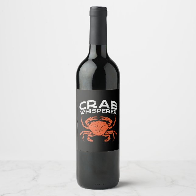 Crab Whisperer Vintage Crabbing Wine Label (Front)