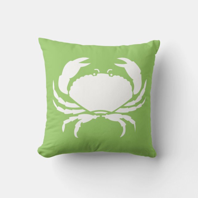 CRAB WHITE on green pillow (Front)