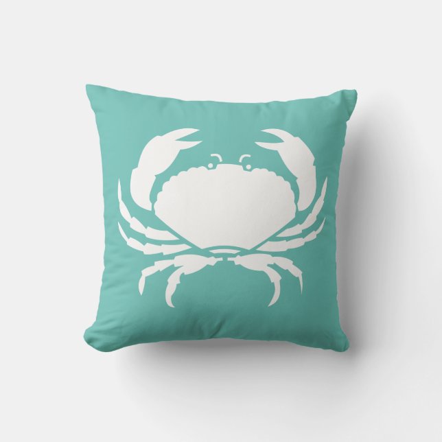CRAB WHITE onl blue pillow (Front)