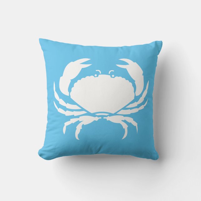 CRAB WHITE onl blue pillow (Front)