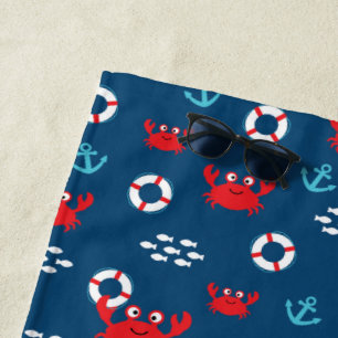 Crab with Lifebuoy Beach Towel