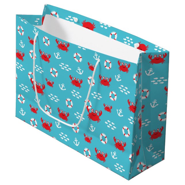 Crab with Lifebuoy Large Gift Bag (Front Angled)