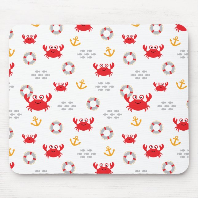 Crab with Lifebuoy Mouse Mat (Front)