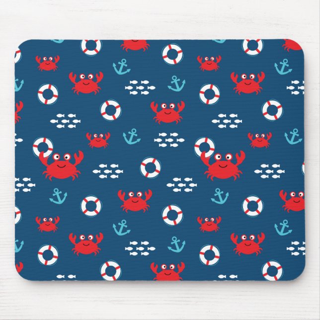 Crab with Lifebuoy Mouse Mat (Front)